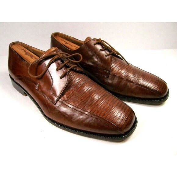 Johnston & Murphy Brown Leather Fancy Bike Toe Oxfords Mens Size US 9.5 M - Picture 1 of 11